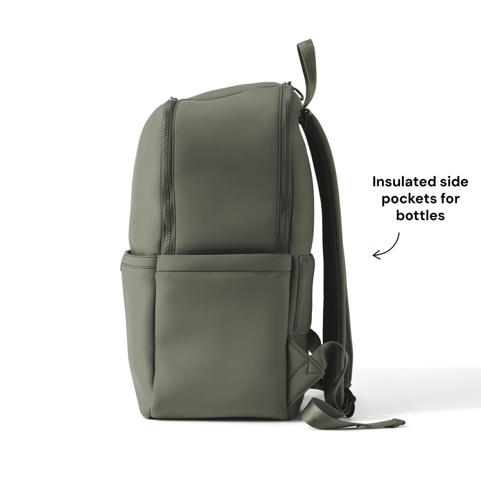 oioi multitasker nappy backpack in sage neoprene