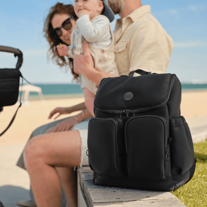 Oioi signature nappy backpack in black neoprene