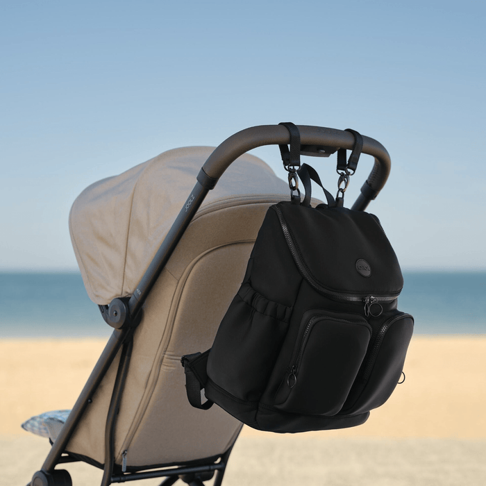 Oioi signature nappy backpack in black neoprene
