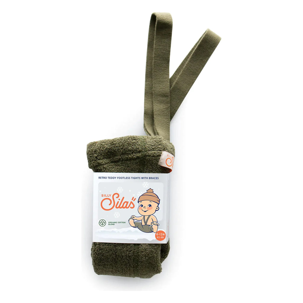 Silly Silas Olive Teddy Warmy Footless Tights