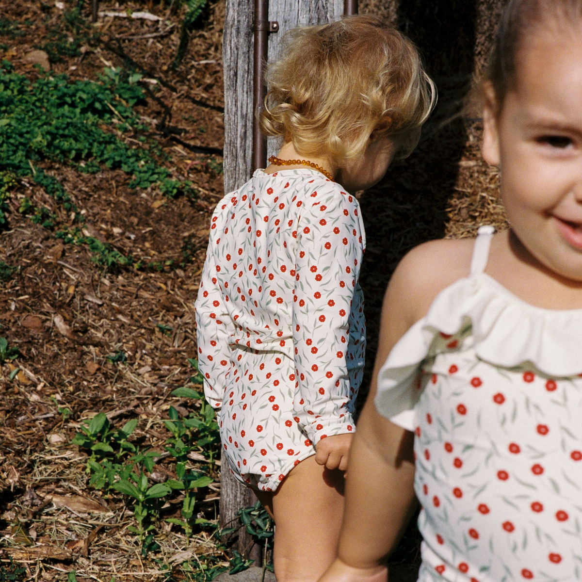 One Piece Bathing Swimsuit in Joiette Print worn by child