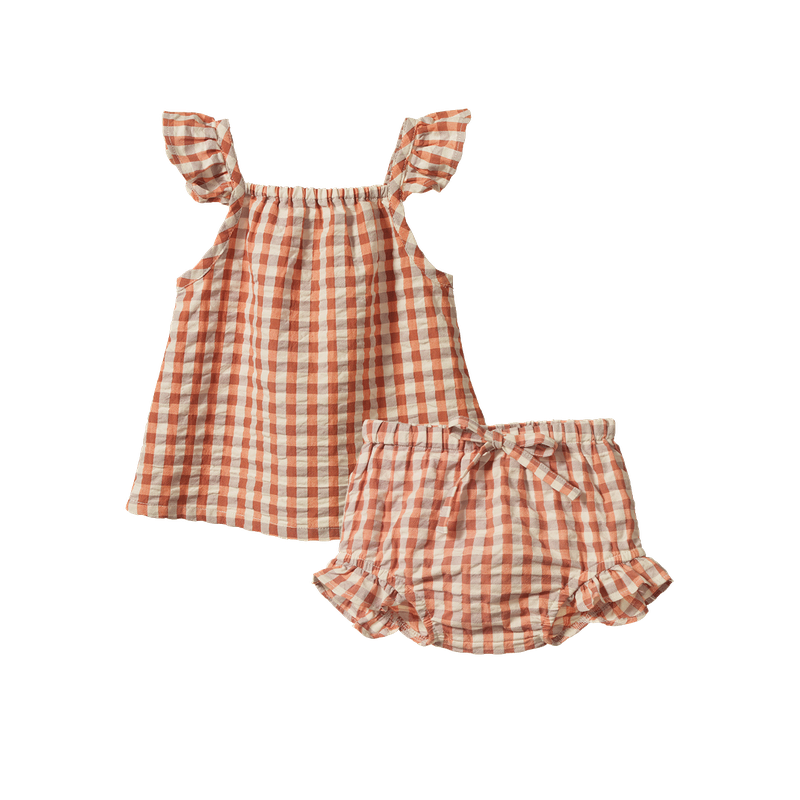 nature baby petal set in dandelion gingham