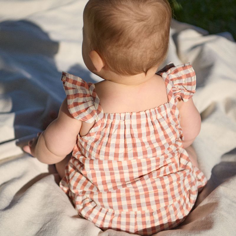 nature baby petal set in dandelion gingham