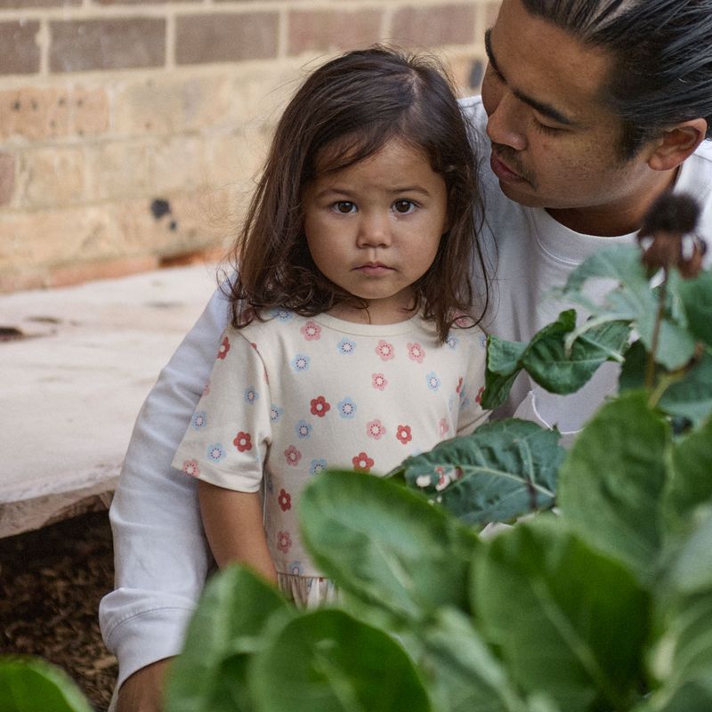 nature baby saturday dress in flora stamp