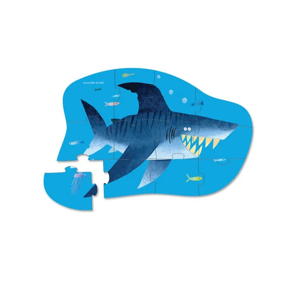Shark-shaped puzzle on a white background