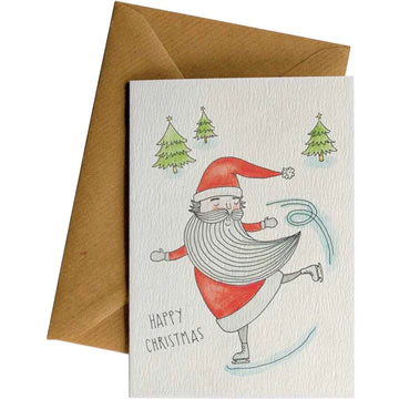 Skating Santa Greeting Card
