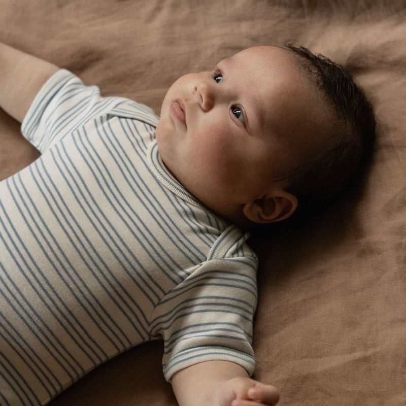 nature baby short sleeve stripe trio bodysuit