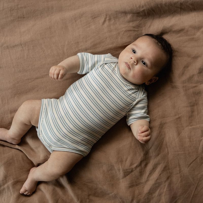 nature baby short sleeve stripe trio bodysuit