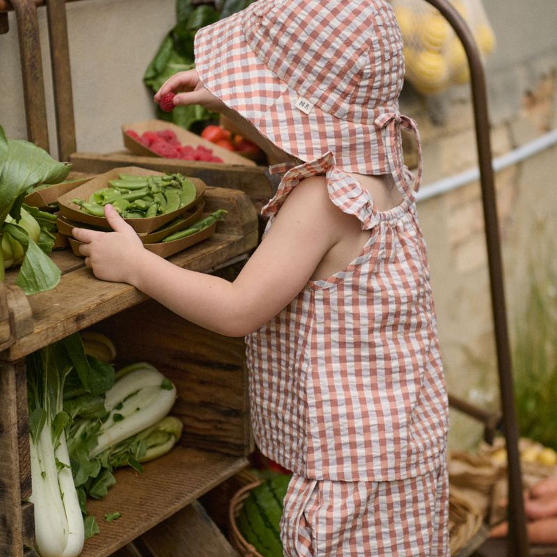 nature baby sunhat in dandelion gingham