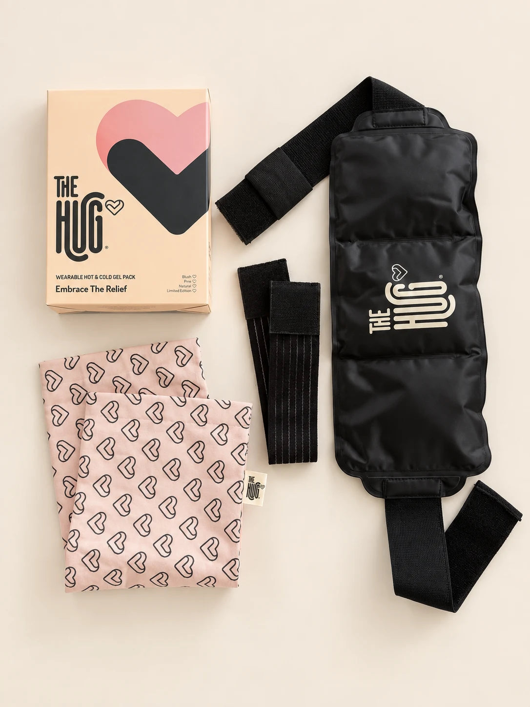 The Hug hot and cold gel pack in Blush Hearts