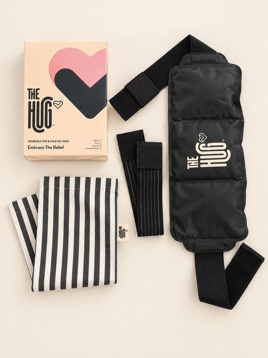The Hug hot and cold gel pack in Pine/Natural Stripe